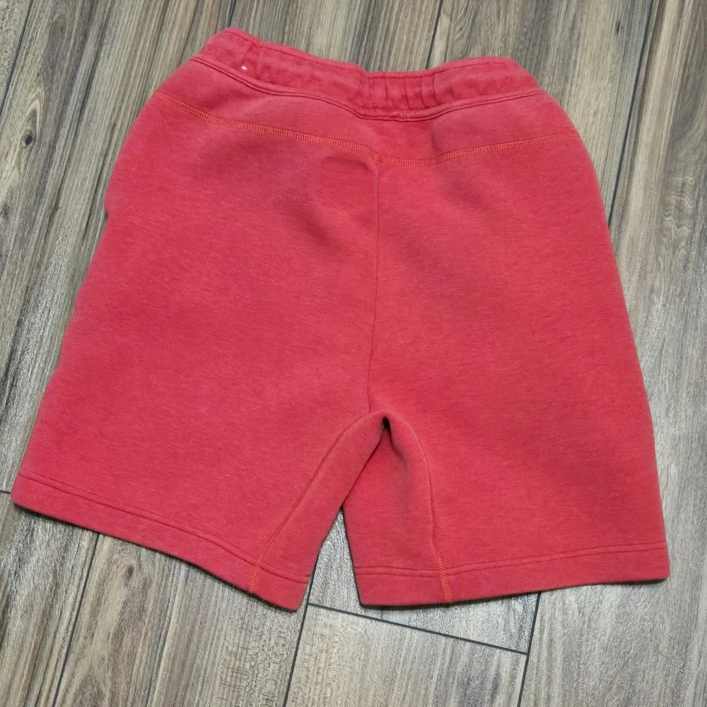 Nike Tech Fleece Shorts Womens Small Red Heathered Bonded Zip Athletic Casual
